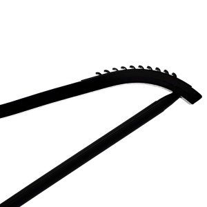Umeraș din lemn, cu margini de cauciuc anti-alunecare, bara pentru pantaloni si design modern, Negru, 1 bucata - Img 3