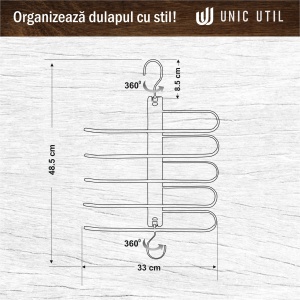 Umeraș pliabil din lemn, cu 5 brate, Natur, 1 bucata - Img 8