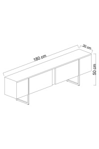 Unitate TV, Luxe Anthracite, UnicUtil, Antracit-Argint, Lățime: 180 cm, Adâncime: 30 cm, Înălțime: 50 cm - Img 6