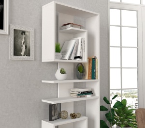 Biblioteca, Geometric Charm, UnicUtil, 60 x 19.6 x 161.8 cm, Alb, UUBIB40 - Img 3