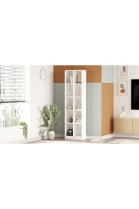 Bibliotecă înaltă cu 10 rafturi, 51.1x25.4x180 cm, Rattan, PAL melaminat, UnicUtil - Img 3