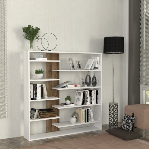 Biblioteca, Linear Flow, UnicUtil, 125 x 22 x 126 cm, Alb-Maro, UUBIB45 - Img 2