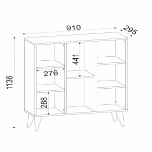 Bibliotecă, Open Charm, UnicUtil, 91 x 29.5 x 113.6 cm, Alb, UUBIB08 - Img 5