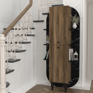 Bibliotecă, Walnut Noir, UnicUtil, 40 x 31.4 x 179 cm, Negru - Maro, UUBIB29 - Img 2