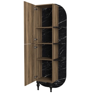 Bibliotecă, Walnut Noir, UnicUtil, 40 x 31.4 x 179 cm, Negru - Maro, UUBIB29 - Img 7
