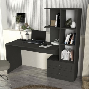 Birou cu dulap pe partea dreaptă, Mantra, UnicUtil, Gri Antracit, 155 cm - Img 4