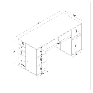 Birou, Dynamic Work, UnicUtil, 145.3 x 59.6 x 74.4 cm, Alb - Img 2