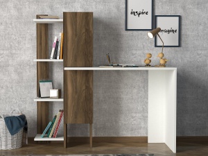 Birou, Elegant Space, UnicUtil, 116.7 x 45 x 120 cm, Alb si Maro - Img 6
