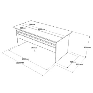 Birou executiv UnicUtil Maro - Gri Antracit 180 x 89.5 x 75 cm - Img 4