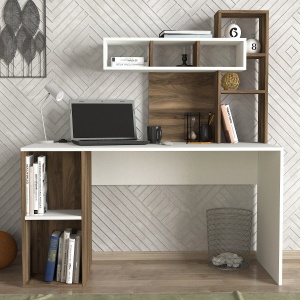 Birou, Modular Harmony, UnicUtil, 140 x 60 x 153.8 cm, Alb și Maro, UUDESK11 - Img 1