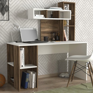 Birou, Modular Harmony, UnicUtil, 140 x 60 x 153.8 cm, Alb și Maro, UUDESK11 - Img 2