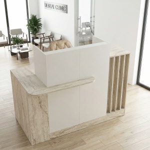Birou receptie, Sayanora Front Desk, UnicUtil, Travertin Crem, 150 cm - Img 5