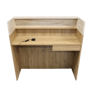 Birou recepție Wilko din pal melaminat travertin cu iluminare LED, eleganță și funcționalitate pentru spații business, 113.6 x 42 x 110.3 cm - Img 10