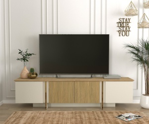 Comodă Tv Golden Edition, 180 X 45 X 35 cm, Maro-Auriu, UnicUtil - Img 1