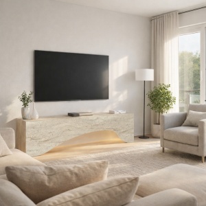 Comodă TV, Mara LED Traverten, UnicUtil, Travertin, 150 cm - Img 4