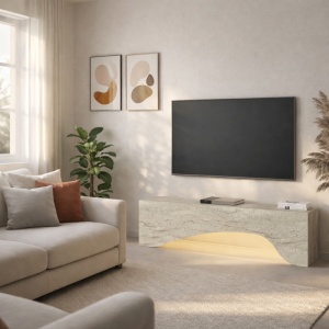 Comodă TV, Mara LED Traverten, UnicUtil, Travertin, 150 cm - Img 7
