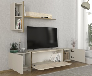 Comodă TV, Stone Vision, UnicUtil, 180 x 31.4 x 95 cm, Crem - Img 4