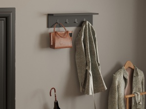 Cuier Elegant, Rustic Wood, UnicUtil, 60 x 14 x 16 cm, Gri - Img 5