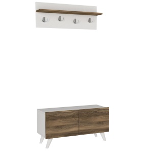 Cuier Multifunctional cu Pantofar, Strike Stand, UnicUtil, 80 x 31.3 x 71 cm, Alb-Maro, UUORG39 - Img 6