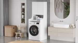 Dulap baie pentru masina de spalat UnicUtil Alb 65 x 60 x 180 cm - Img 3