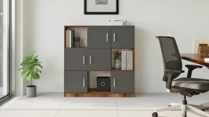 Dulap cu 9 compartimente UnicUtil Nuc - Gri Antracit pentru birou 119.9 x 37.6 x 121.8 cm - Img 3