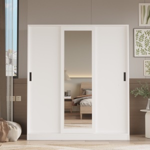 Dulap de haine Alb 160x55x180 cm, PAL melaminat — Victor 1, UnicUtil