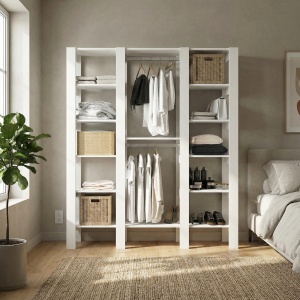 Dulap dressing, Tulca City White, UnicUtil, Alb, Lățime: 158,6 cm, Înălțime: 180 cm, Adâncime: 33,2 cm - Img 2