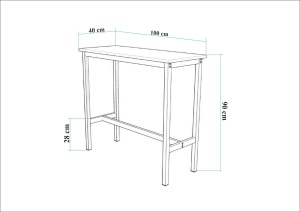 Masă de bar, Mola 100, UnicUtil, Alb, Lățime: 100 cm, Înălțime: 90 cm, Adâncime: 40 cm - Img 4