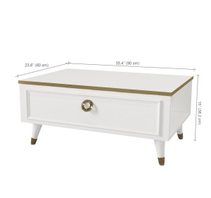 Masa de cafea UnicUtil Luxury Edition cu Sertar Rabatabil, 90 x 60 x 38 cm, Alb-Auriu - Img 8