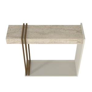 Masă decorativă Desca din pal melaminat finisaj travertin-sandstone, eleganță modernă pentru interior rafinat, 91.8 x 29.6 x 74.2 cm - Img 8