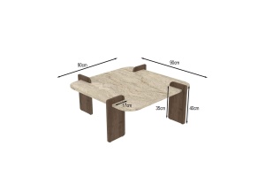 Măsuţă de cafea, Afrolli Travertine, UnicUtil, Travertin-Nuc, Lățime: 90 cm, Înălțime: 35 cm, Adâncime: 90 cm - Img 3