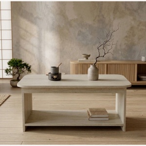 Măsuță de cafea cu raft, Chebo 1, UnicUtil, 100 x 50 x 41.8 cm, Travertin - Img 3
