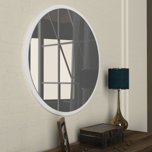 Oglinda de Perete Rotunda, Mirror Serenity, UnicUtil, diametru rama 59 cm, Alb, UUOGL05 - Img 2