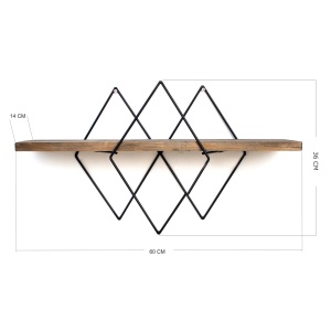 Raft perete, Smart Design, UnicUtil, 41 x 32 x 15 cm, Nuc Negru - Img 8