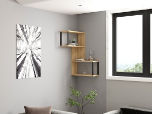 Rafturi perete, Premium Frame, UnicUtil, 84 x 52 x 20 cm, Stejar - Img 1