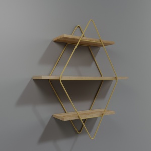 Rafturi perete, Smart Design, UnicUtil, 60 x 70 x 14 cm, Auriu Stejar - Img 4