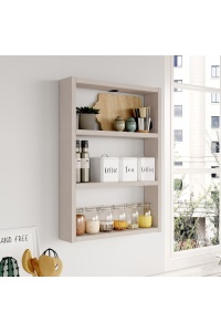Set 3 rafturi de perete pentru bucătărie și baie, 43.2x9x60 cm, Crem, UnicUtil