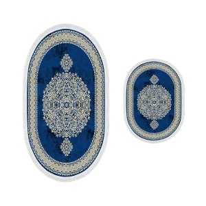 Set covorase baie 2 piese, Comfort Plush, UnicUtil, Albastru - Img 2
