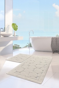 Set covorase baie 2 piese, Luxury Touch, UnicUtil, Ecru, Multicolor - Img 1