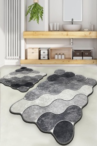 Set covorase baie 2 piese, Modern Look, UnicUtil, Gri - Img 1