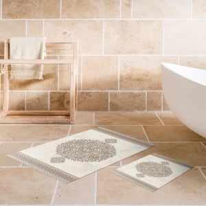 Set covorase baie 2 piese, Sophisticated Texture, UnicUtil, Maro - Img 1