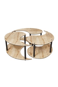 Set de măsuțe de cafea, Yin Yang, UnicUtil, Stejar, Diametru: 70 cm, Înălțime: 38 cm - Img 5