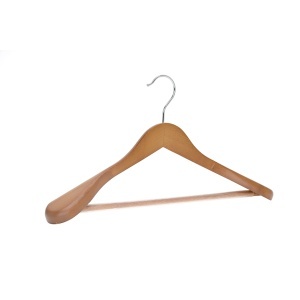 Umeraș de lux din lemn de fag cu umeri lați și design modern, pentru Costum/Tricouri, Natur, 1 bucata