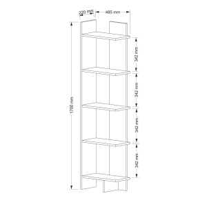 Bibliotecă, Modern Lines, UnicUtil, 48.5 x 22 x 170 cm, Alb - Img 2