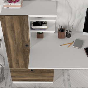 Birou, Edge Design, UnicUtil, 149.5 x 60 x 120 cm, Alb și Maro - Img 6