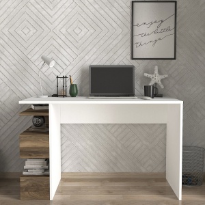 Birou, Modern BrownSpace, UnicUtil, 120 x 60 x 75 cm, Alb si Maro