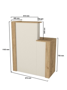 Desen tehnic al biroului: 870 x 400 x 1103 mm, cu blatul de lucru la 753 mm