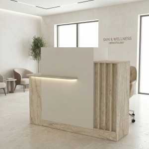 Birou receptie, Sayanora Front Desk, UnicUtil, Travertin Crem, 150 cm - Img 3