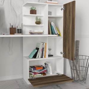 Birou, Smart BrownSpace, UnicUtil, 149.5 x 60 x 120 cm, Alb si Maro - Img 6