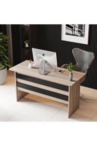 Birou spațios, 140x60x73.8 cm, Stejar-Negru, PAL melaminat, UnicUtil